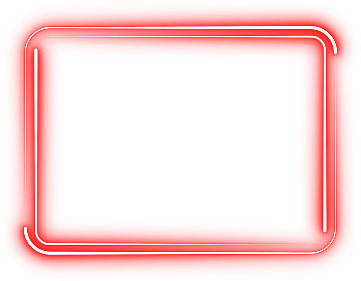 Glowing Red Neon Curved Rectangle Outline